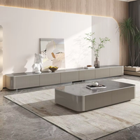 Table basse en pierre frittée et meuble TV combinés, luxe moderne, meuble TV long avec rangement au sol pour salon