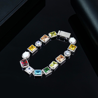 Bracelet pour femme, bijoux de luxe de qualité, plaqué or blanc, argent sterling 925, pierres précieuses en zircon de couleur fantaisie, pour cadeau