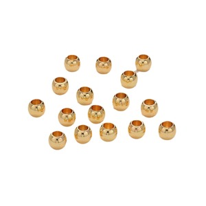 Perles lisses couleur or 18 carats Lisheng Jewelry, grandes perles à trou large pour la création de bracelets, colliers et bijoux DIY. - Product Image 5