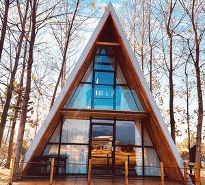 Rừng Cây nhà nghỉ mát khách sạn Internet người nổi tiếng trả B & B Nhà thuyền ngoài trời khung chống gió chống ăn mòn bằng gỗ hình tam giác - Product Image 4