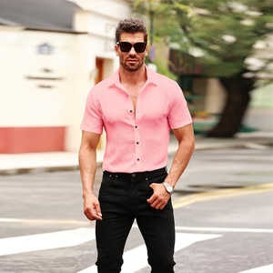 Camisas Casuales de Manga Corta con Cuello Alto para Hombre, Colores Personalizados, Transpirables, ODM, Logotipo Personalizado, Estilo Hippie, Yoga, Verano, Playa, Vacaciones - Product Image 3