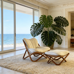 <span class=keywords><strong>Fauteuil</strong></span> de salon moderne avec ottoman, <span class=keywords><strong>fauteuil</strong></span> nordique de luxe, canapé paresseux pour balcon, salon ou extérieur - Product Image 4