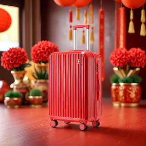 Maleta de Viaje Roja para Bodas, 20 Pulgadas, Ruedas Giratorias Silenciosas, Cierre de Cremallera, Diseño de Color Sólido - Product Image 2