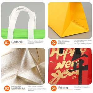 Sac isotherme non tissé pressé à chaud, personnalisé, pour le déjeuner, sac de transport pour snacks, vente en gros, motif lettres, pas cher - Product Image 4