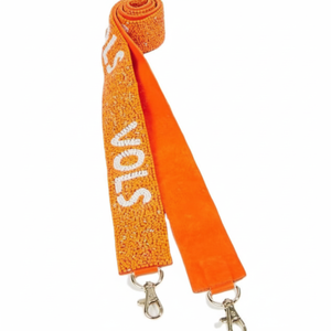 Correa de monedero con cuentas VOLS naranja y blanco a cuadros College Texas Game Day Correa bolso correa de repuesto cinturón de estadio - Product Image 1