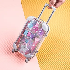 Justgirl Multi Farben Private Label wasser basierten Nagellack Lidschatten Kinder Mädchen Make-up Set Mini Koffer für Lip gloss