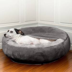 Cama para Perro con Manta Integrada, Tipo Donut Redonda, Acogedora y Relajante, con Forro Extraíble, Suave y Cálida, de Felpa - Product Image 1