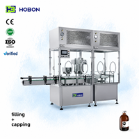 Machine de remplissage et de bouchage automatique Hebo à 4 têtes à piston avec trémie pour liquides, idéale pour les bidons et les bouteilles