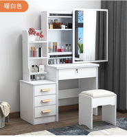 Commode élégante de style nordique avec miroir éclairé, coiffeuse pas chère en gros pour chambre de femme