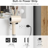 Ensemble de coiffeuse moderne avec miroir LED, table de maquillage multi-tiroirs, prise électrique, tabouret, panneau MDF pour salle de bain