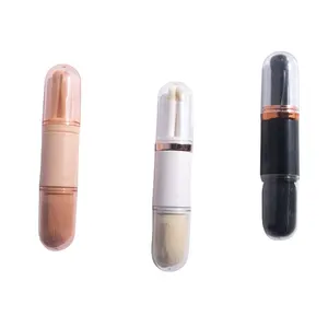 Conjunto de pincéis de maquiagem 4 em 1 mini pincel de lábios retrátil, pincel para os olhos, ferramenta portátil de beleza