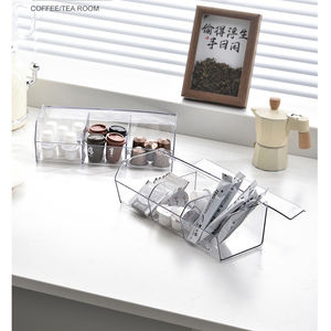 Organizador de almacenamiento de cápsulas de café transparente 3 compartimentos organizador de estación de barra de café Compatible <span class=keywords><strong>con</strong></span> cápsula de café - Product Image 2