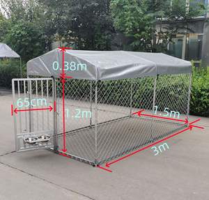 300x300xhh180 cm Boîte pour chien d'extérieur avec couvercle en bois galvanisé à chaud et treillis et portails de clôture arrière - Product Image 2