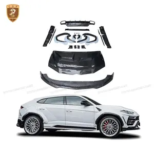 Rok samping karbon asli bibir depan Diffuser, Spoiler sayap atap gaya 1016 Kit bodi lebar untuk bodykit mobil Lamborghini Urus