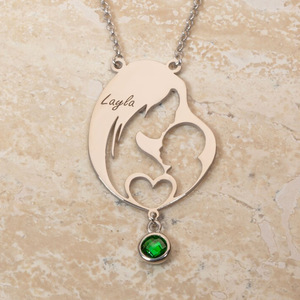 <span class=keywords><strong>Collier</strong></span> Mère-Enfant en Acier Inoxydable SongYi, Pendentif Maman Gravé au Laser, Bijou Personnalisé, Cadeau Fête des Mères, Anti-ternissement - Product Image 4