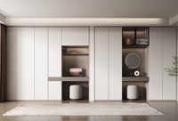 Meubles de chambre à coucher au design moderne sur mesure Armoire durable avec coiffeuse intégrée Montage facile
