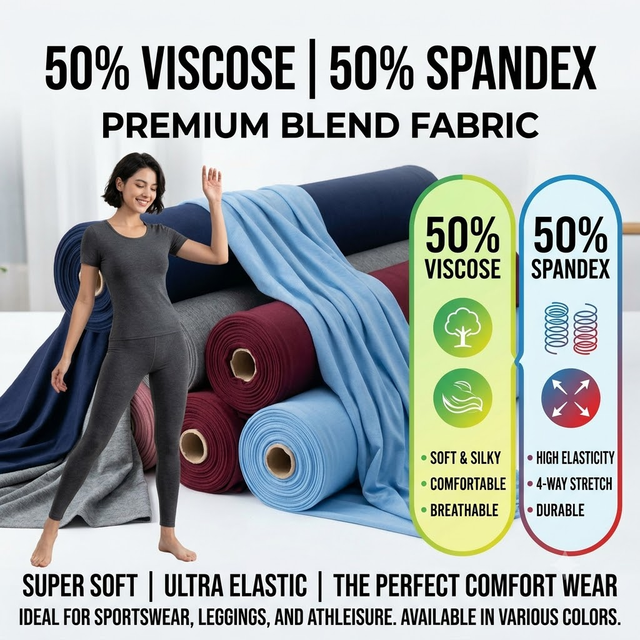 ChaoPai 90GSM Single Jersey Knit Fabric 50% Viscose 50% Spandex 150CM Width Soft Stretch Plain Eco-Friendly Girls Clothing