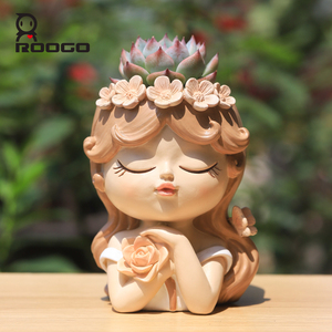 Pot de fleurs en porcelaine ROOGO avec trous de drainage - Décoration de bureau de jardin à domicile écologique et légère pour les plantes - Product Image 4