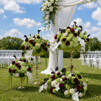 Bouquet de fleurs artificielles de luxe pour mariage, centre de table, arrangement floral vert hydrangea et rose bordeaux, pour événements et fêtes, vente en gros
