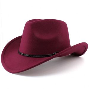 Sombrero de vaquero occidental para hombre y mujer para caballero, vaquera de Jazz de invierno con campana de cuero, sombrero de Iglesia, gorras de fieltro - Product Image 2