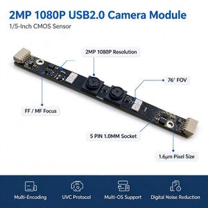 Module de caméra USB2.0 à double objectif 2MP 1080P avec capteur GC2755, DFOV76, prise en charge du mise au point FF/MF, reconnaissance faciale, vision intérieure - Product Image 1