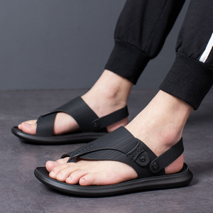 Sandalias de Verano para Hombre, Punta Abierta, Suela de PU, Entresuela de Goma, Estilo Casual, Sin Cordones, Color Sólido, Forro Textil - Product Image 1