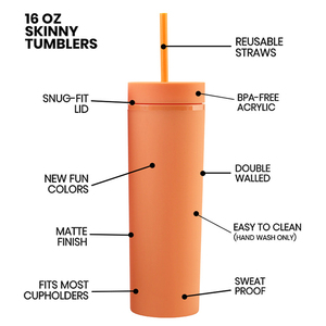 Gobelet isotherme mince en acrylique mat de 16 oz, sans BPA, écologique, avec couvercle à paille, personnalisable avec logo, idéal pour le bricolage – Meilleure vente - Product Image 5