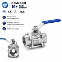 Vanne à boisseau sphérique manuelle filetée en acier inoxydable 304/316 JIEXIN, 3 pièces, NPT/BSP, G ODM/OEM, joint PTFE, garantie 3 ans, DN8-DN100