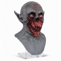 Masque d'Halloween en latex monstre d'horreur, tête complète, zombie effrayant, goblin, vampire, avec yeux sanglants, dents pointues, cou et poitrine, pour fête