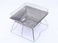 Réchaud de camping portable en acier inoxydable pliable pour pique-niques, randonnée et feux de camp, avec pieds
