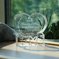 Cadre photo en cristal transparent en forme de cœur, gravé au laser LOVE, cadeau de mariage, anniversaire, Saint-Valentin pour couple amoureux