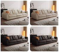 Canapé sectionnel Chesterfield en cuir véritable moderne pour la maison Ensemble rectangulaire rempli d'éponge pour villas Meubles de maison