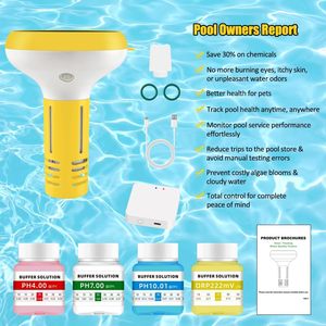 Nouveau Testeur Numérique d'<span class=keywords><strong>Eau</strong></span> de <span class=keywords><strong>Piscine</strong></span> 7-en-1 Intelligent Flottant avec WiFi pour la Mesure du Chlore, de la Salinité, du pH, de l'ORP, de l'EC, du TDS et de la Température - Product Image 6