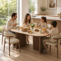 Mehrfarbiger Holz-Esstisch Zeitgenössisches Esszimmermöbel Ovale Form 6-Sitzer Starke Holzbeine Langlebig für Zuhause & Geschäft