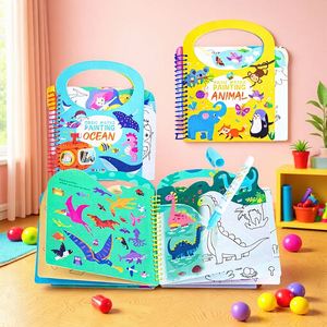 Juego de Pintura al Agua Montessori de 8 Piezas, Juguete Educativo Temprano, Dinosaurios y Animales, Libros de Dibujo para Bebés, Juguetes para Niños y Niñas - Product Image 1