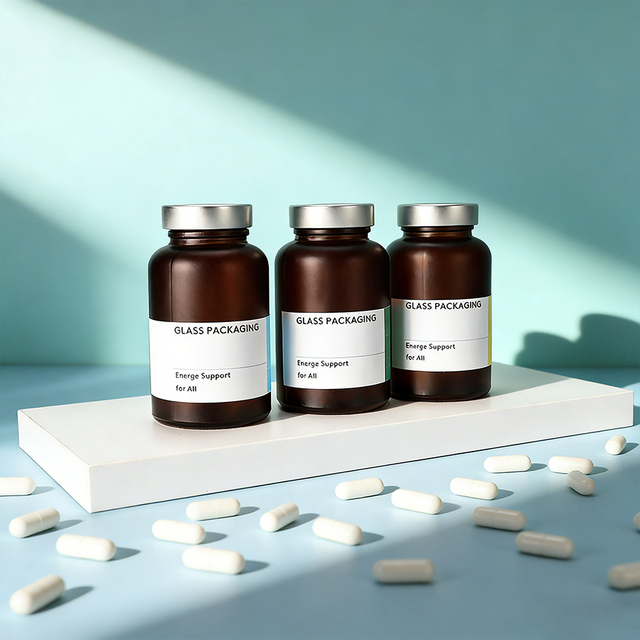Empty Pill Vitamin Tablet Supplement Medicine Bottle 80/100/120/150ml Custom Color Round Syrup Glass Capsule Bottle Screw Lid