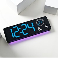Huayang Große LED-Digitalwanduhr 6688 Multi-Informationsanzeige mit Nachtlicht Doppelalarm für Zuhause Büro Moderne Dekoration