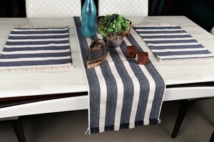 Chemin de table rayé élégant avec franges, tapis de table en coton pour la maison, l'hôtel, la salle à manger, prix de gros - Product Image 2