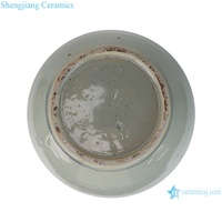 RZNA41-A Vente en gros de porcelaine traditionnelle bleue et blanche sous glaçure rouge, motif floral et de feuilles, forme jujube, faite à la main, écologique