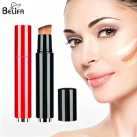 Pinceau de maquillage portable multifonctionnel à angle plat rechargeable pour fond de teint, avec conteneur de rangement – Meilleure vente