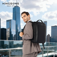 Tas Ransel Laptop Bisnis Kantor Kingsons Tahan Lama 1000D Polyester PU 20.5L Muat Notebook 15.6 Inch Daypack