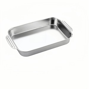Sartén rectangular de acero inoxidable para asar, profunda y gruesa, para uso doméstico y comercial, compatible con inducción, apta para lavavajillas - Product Image 1