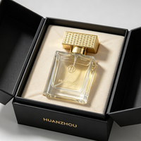 Flacon de parfum de luxe carré 30ml 50ml, autocollant métallique personnalisé, flacon de parfum haut de gamme, flacons de parfum vides et boîtes avec couvercle