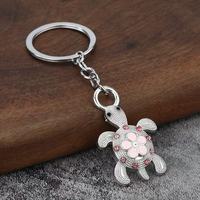 Porte-clés en métal style dessin animé vintage prêt à expédier breloque tortue pour les amoureux des animaux porte-clés mousqueton rétro