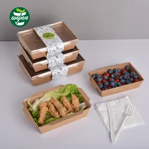 Restaurants Kraft Paper Takeaway Bowls Cups Fast Food Soup Salad Paper Lunch Box Packaging Window