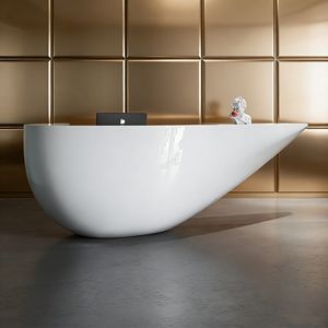 CR008 Custom Aesthetic Double-wave Ambient Backlight FRP Front Desk Reception Counter for Restaurant <b>Bar</b> Gym Fitness Center - Product Image 6