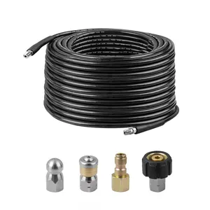 SPS 5800PSI 50FT Car Wash Hose Pressure Washer Hose Pipe Connector Rotating Nozzle Sewer Drain Hose Cleaning Jetter