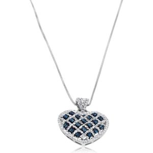 Colgante de corazón Ornaatis de 1.00 quilates con diamantes de corte redondo y baguette, joyería de boda para mujer de plata de ley - Product Image 4