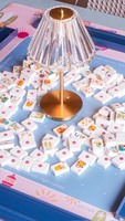 Tuiles de Mahjong Américaines 160 Tuiles en Acrylique Design Plage Estivale Preppy Motifs Joker Uniques Dessinés à la Main pour Fête
