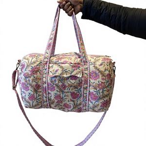 Bolsa de Lona Acolchada Estilo Boho Vintage, Ligera y Ecológica, Personalizable, de Algodón Estampado de Calidad con Cierre, para Mujer, Superventas - Product Image 1